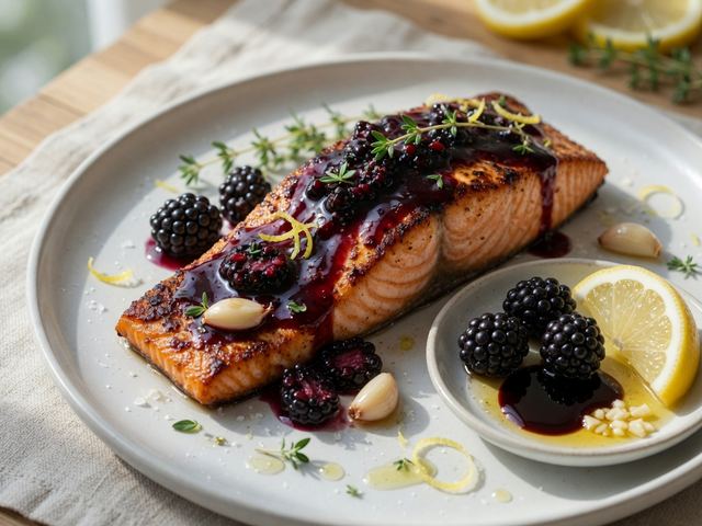 Salmon with Blackberry Glaze