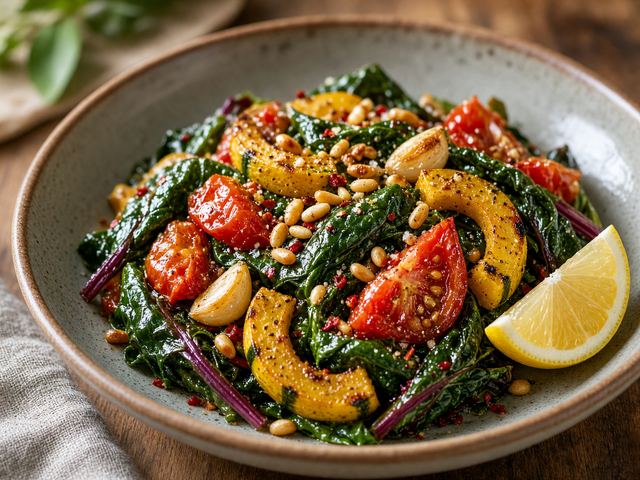 Sautéed Greens with Squash & Tomatoes