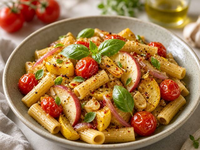 Sautéed Late Tomato & Squash Pasta