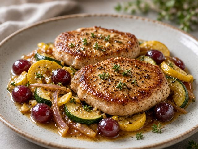 Sautéed Squash with Grape Pan Sauce