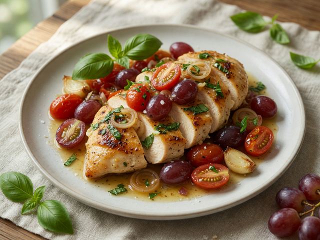 Sautéed Tomato & Grape Chicken