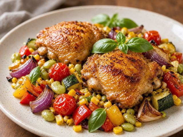 Sheet Pan Chicken with Summer Succotash