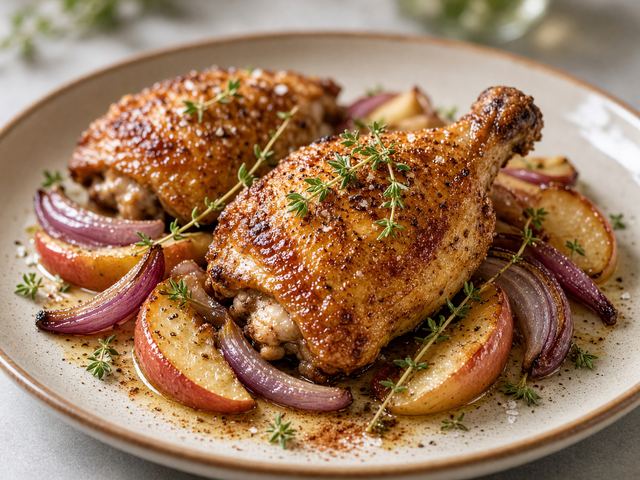 Spiced Apple Onion Chicken Bake