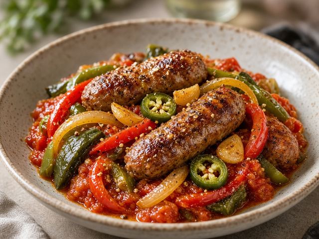 Spicy Sausage & Pepper Skillet