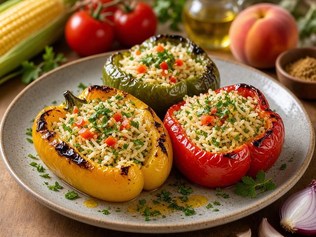 Stuffed Peppers with Fresh Herb Rice