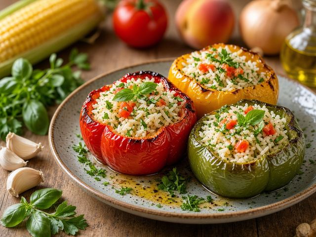Stuffed Peppers with Fresh Herb Rice