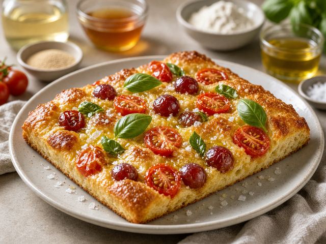 Tomato Basil Grape Focaccia