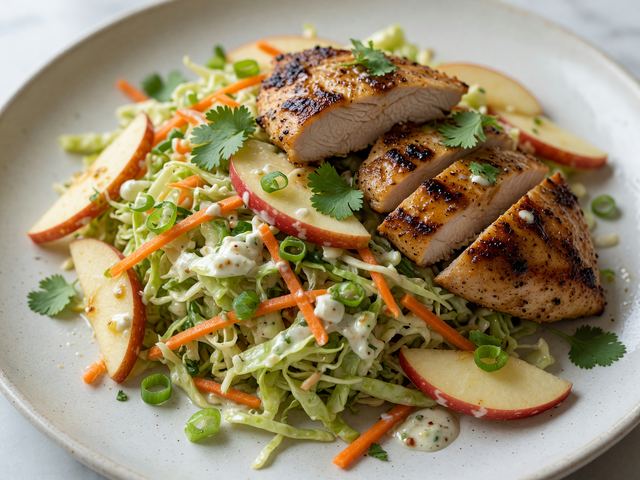 Apple Cabbage Slaw with Seared Chicken
