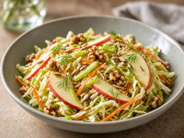 Apple Cabbage Slaw with Toasted Nuts