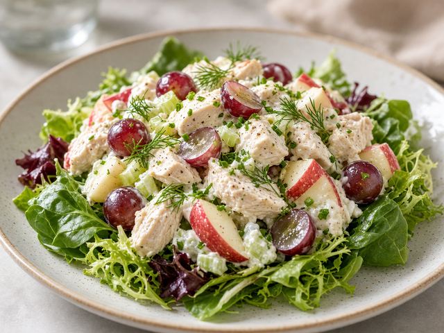 Apple Grape Chicken Salad with Greens