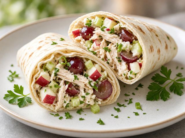 Apple Grape Chicken Salad Wraps