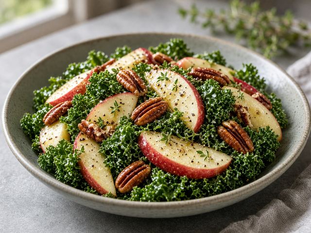 Apple Kale Salad with Toasted Pecans
