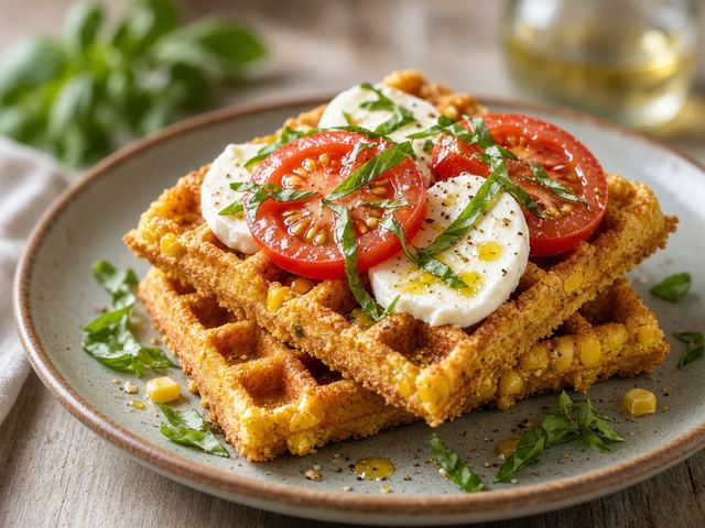 Caprese Cornmeal Waffles