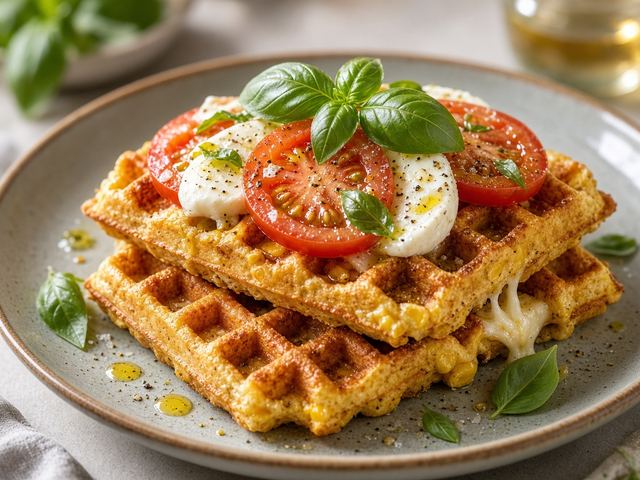Caprese Cornmeal Waffles
