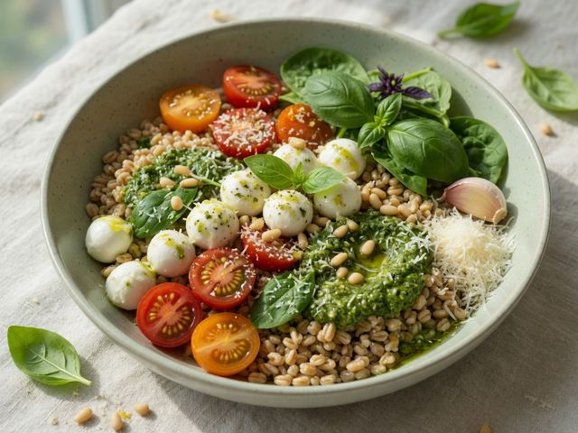 Caprese Farro Bowl with Pesto