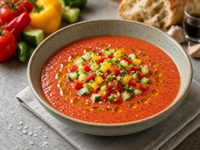 Chilled Gazpacho with Pepper Relish