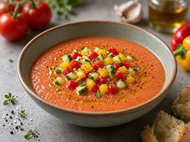 Chilled Gazpacho with Pepper Relish