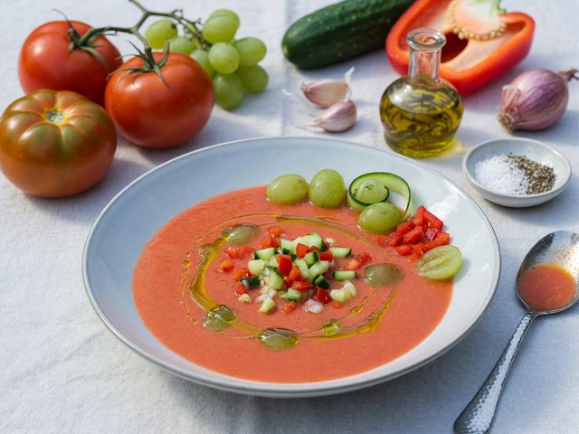Chilled Tomato Gazpacho with Grapes