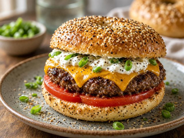 Everything Bagel Cheeseburger