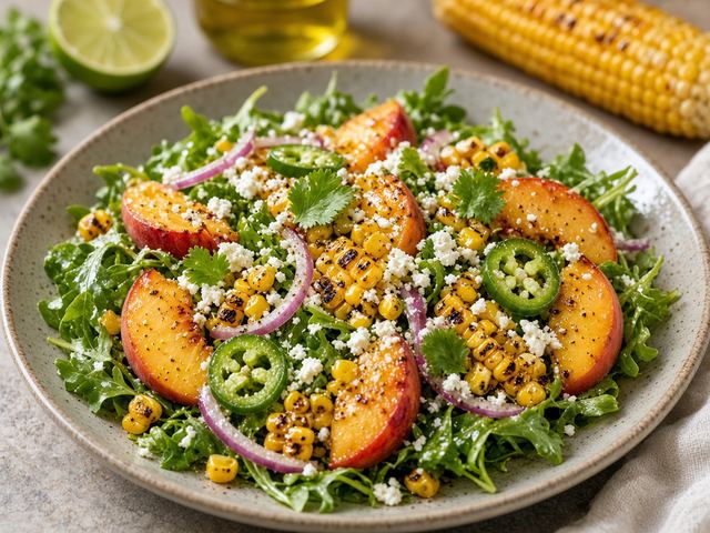 Grilled Corn & Peach Salad
