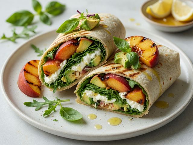 Grilled Peach & Basil Wraps