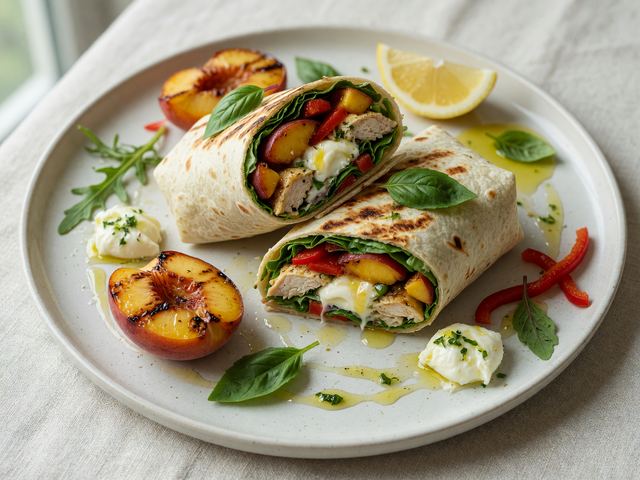 Grilled Peach & Basil Wraps