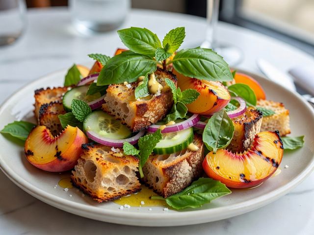 Grilled Peach Panzanella