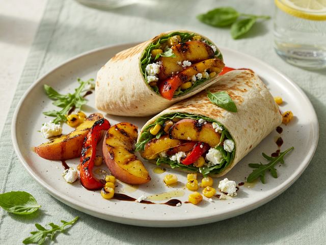 Grilled Peach & Pepper Wraps