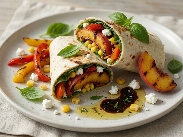 Grilled Peach & Pepper Wraps