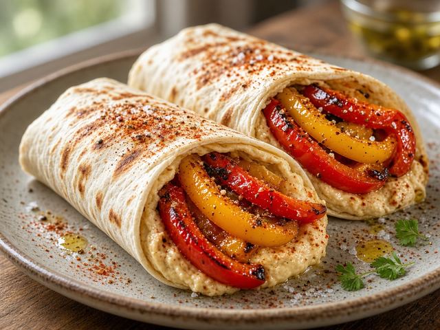 Grilled Pepper & Hummus Wraps