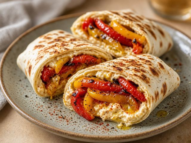 Grilled Pepper & Hummus Wraps