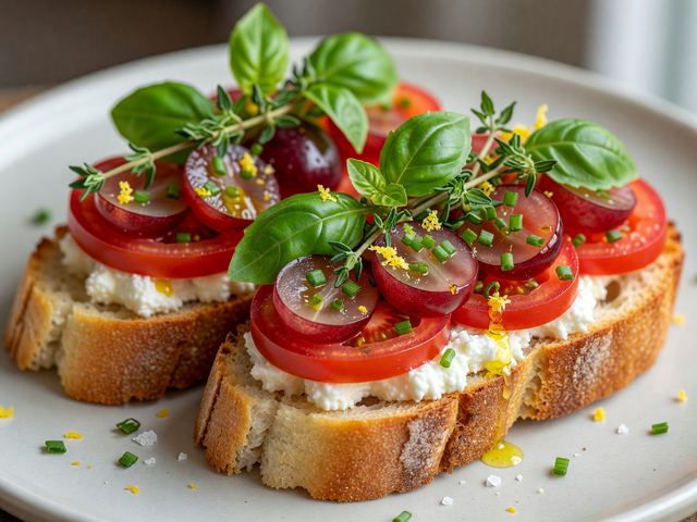 Herbed Tomato & Grape Tartines