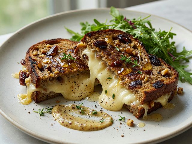 Melty Brie Grilled Cheese on Date Nut Bread