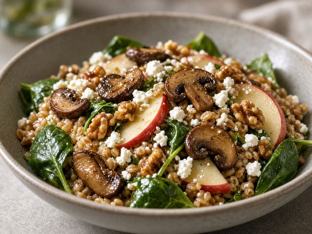 Mushroom Apple Farro Salad