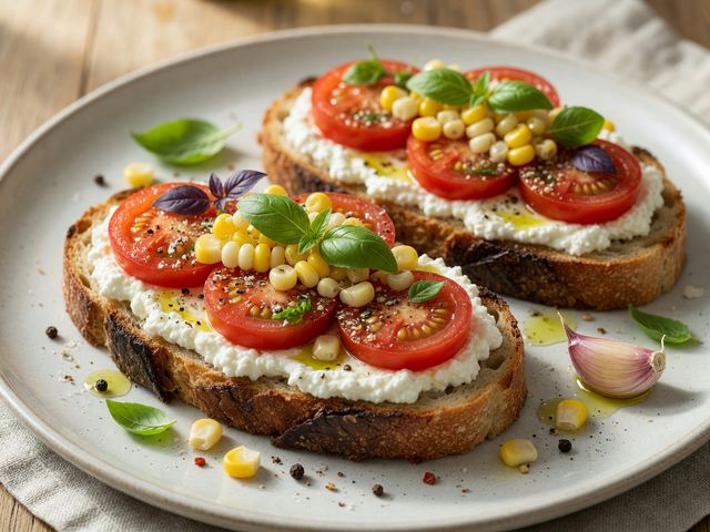 Open-Face Tomato & Corn Tartines