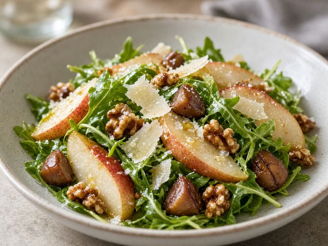 Pear Arugula Salad with Chestnuts