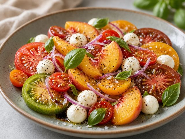 Rainbow Tomato & Peach Salad