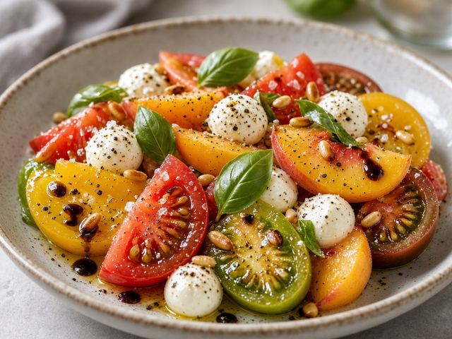 Rainbow Tomato & Peach Salad