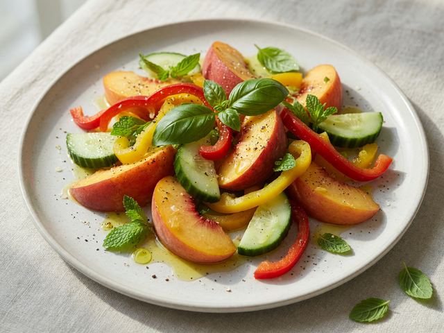 Raw Pepper & Peach Salad
