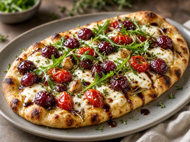 Roasted Grape & Arugula Flatbread