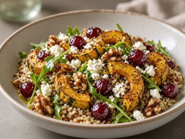 Roasted Grape & Squash Quinoa Bowl