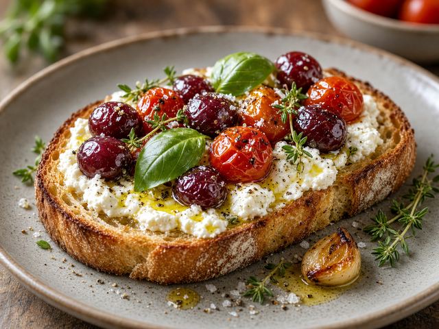 Roasted Grape & Tomato Tartine