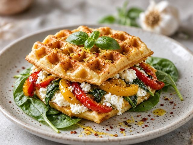 Roasted Pepper & Goat Cheese Waffle Melt