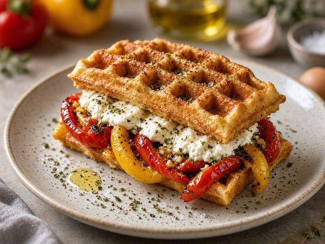 Roasted Pepper & Goat Cheese Waffle Melt