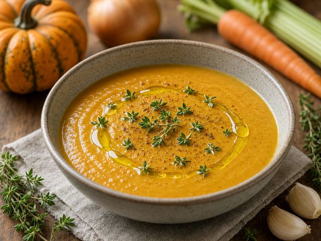 Roasted Pumpkin Soup with Fresh Thyme