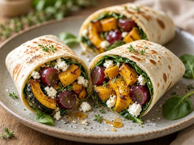 Roasted Squash & Grape Wraps