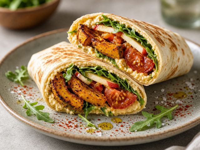 Roasted Squash Hummus Wraps