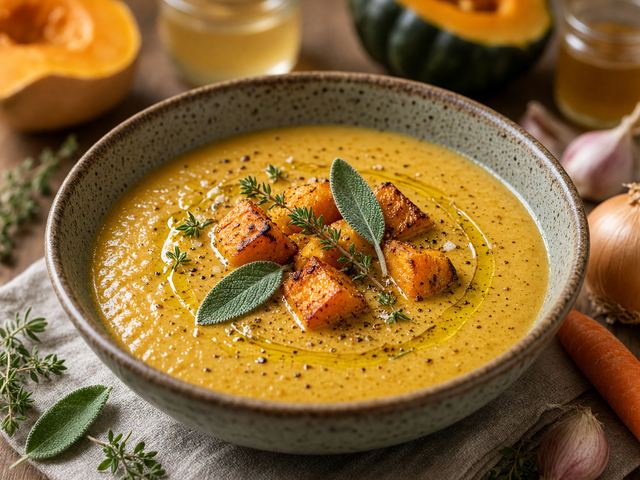 Roasted Squash Soup with Herbs