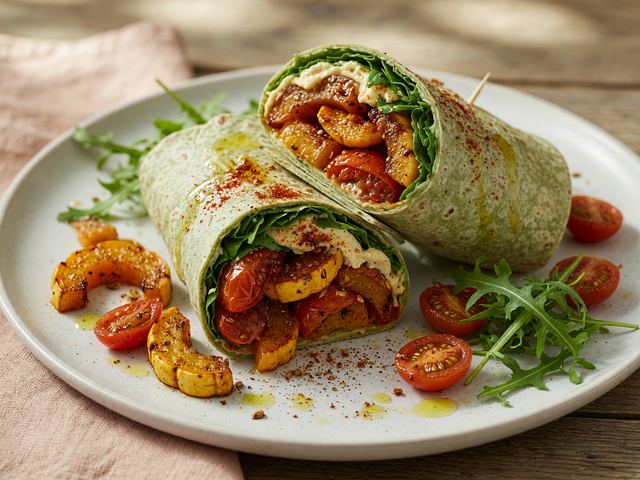 Roasted Squash Tomato Wraps