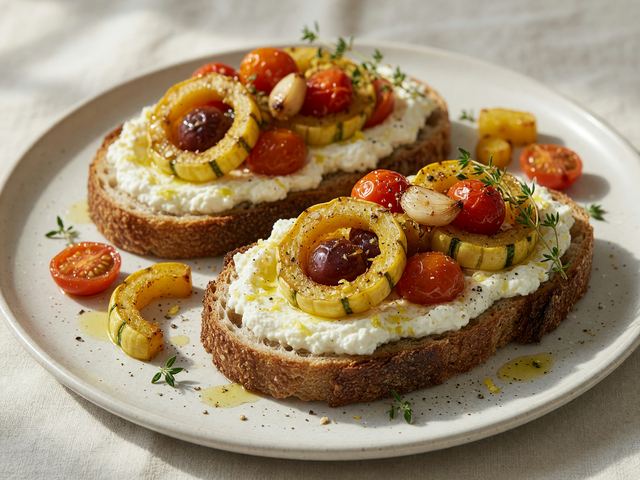 Roasted Tomato Squash Tartines